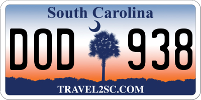 SC license plate DOD938