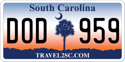 SC license plate DOD959