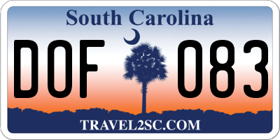 SC license plate DOF083