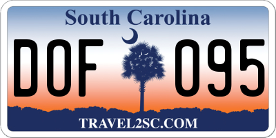 SC license plate DOF095