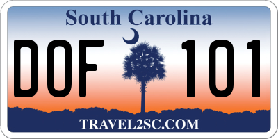 SC license plate DOF101