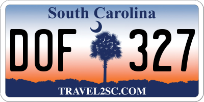 SC license plate DOF327