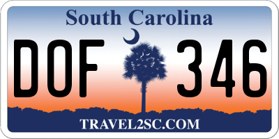 SC license plate DOF346