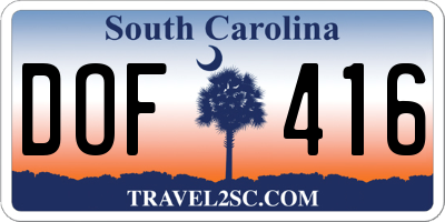 SC license plate DOF416