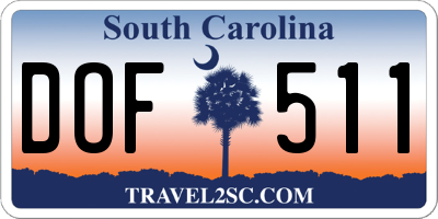SC license plate DOF511