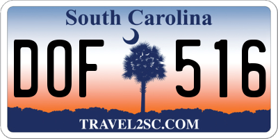 SC license plate DOF516