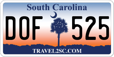SC license plate DOF525