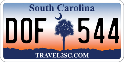 SC license plate DOF544