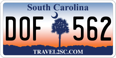 SC license plate DOF562