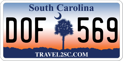 SC license plate DOF569