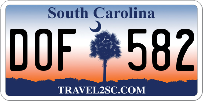 SC license plate DOF582