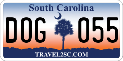 SC license plate DOG055