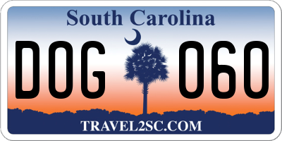 SC license plate DOG060