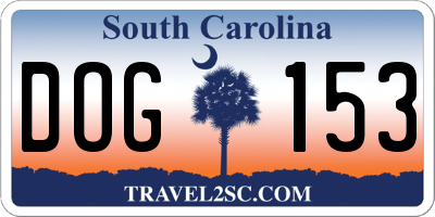 SC license plate DOG153