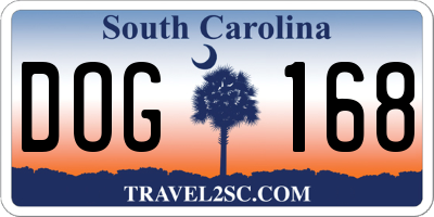 SC license plate DOG168