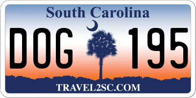 SC license plate DOG195
