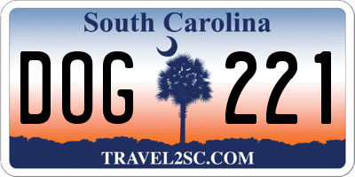SC license plate DOG221