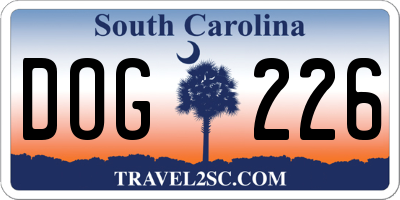 SC license plate DOG226