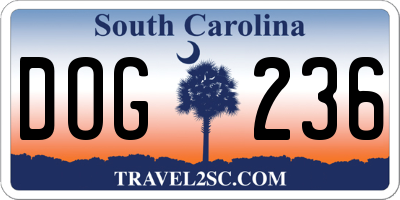 SC license plate DOG236
