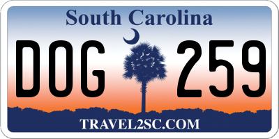 SC license plate DOG259