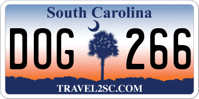 SC license plate DOG266