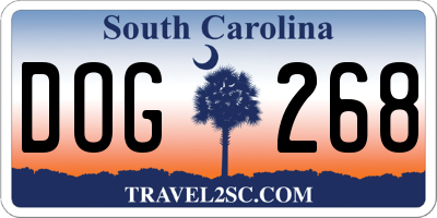SC license plate DOG268