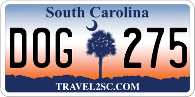 SC license plate DOG275