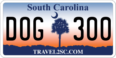 SC license plate DOG300