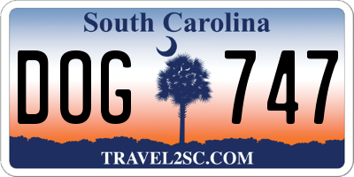 SC license plate DOG747