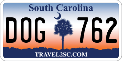 SC license plate DOG762