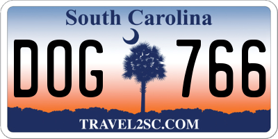 SC license plate DOG766