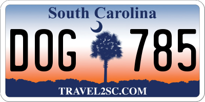 SC license plate DOG785
