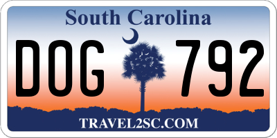 SC license plate DOG792