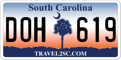 SC license plate DOH619