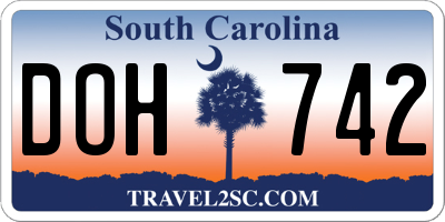 SC license plate DOH742