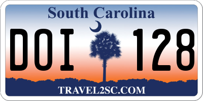SC license plate DOI128