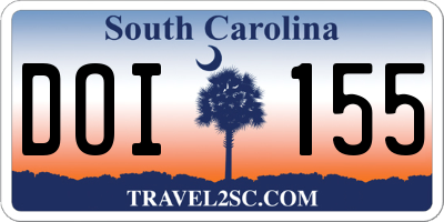 SC license plate DOI155