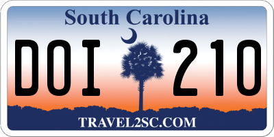 SC license plate DOI210