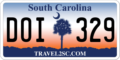 SC license plate DOI329