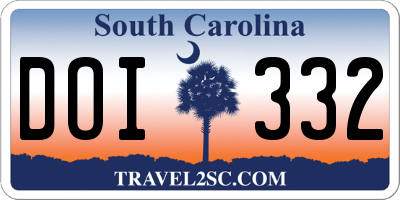SC license plate DOI332