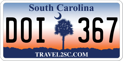 SC license plate DOI367