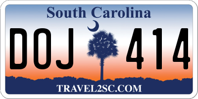 SC license plate DOJ414