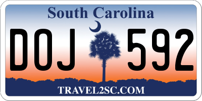 SC license plate DOJ592
