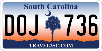 SC license plate DOJ736