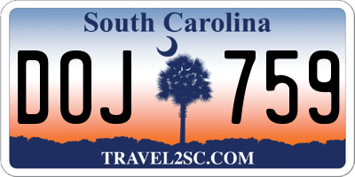 SC license plate DOJ759