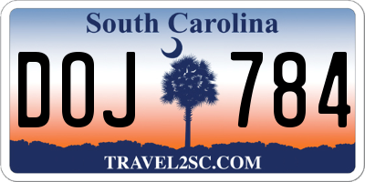 SC license plate DOJ784