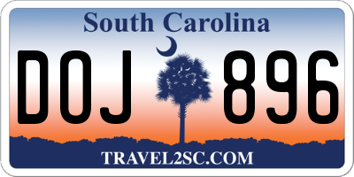SC license plate DOJ896