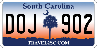 SC license plate DOJ902