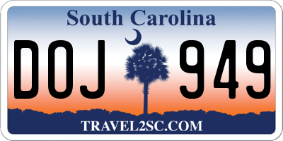 SC license plate DOJ949