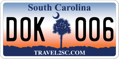 SC license plate DOK006